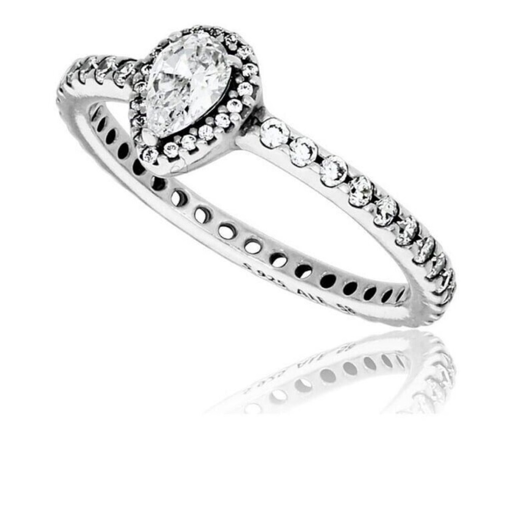 Pandora Classic Teardrop Halo CZ Ring - 196254CZ-56